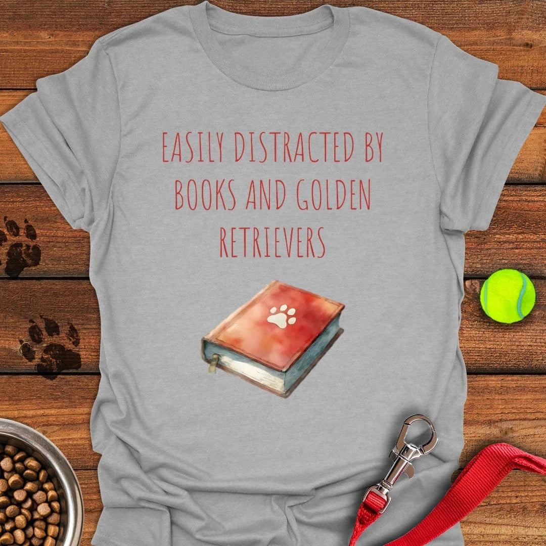 Books and Golden Retrievers T-Shirt Sport Grey