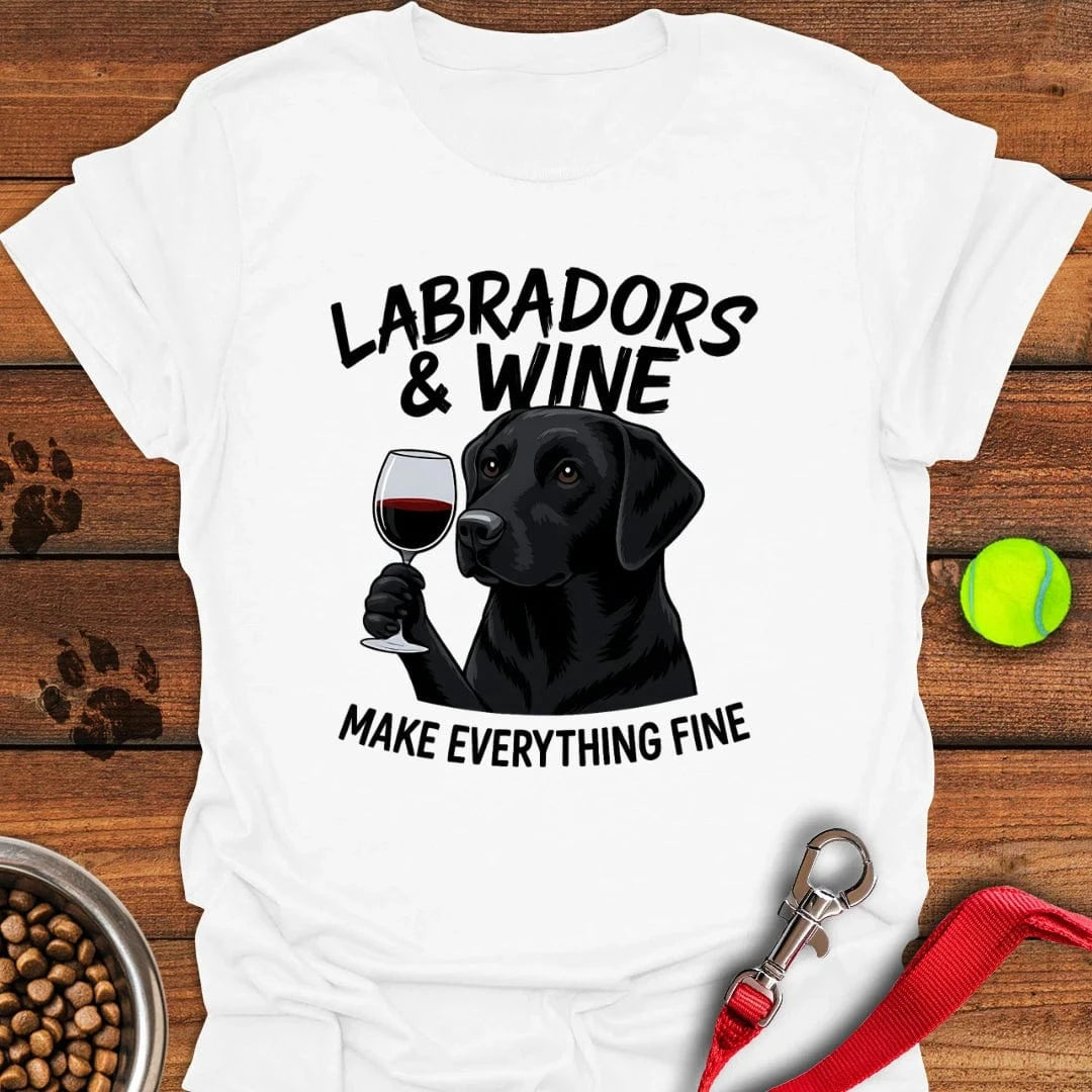 Black Labradors & Wine T-Shirt White