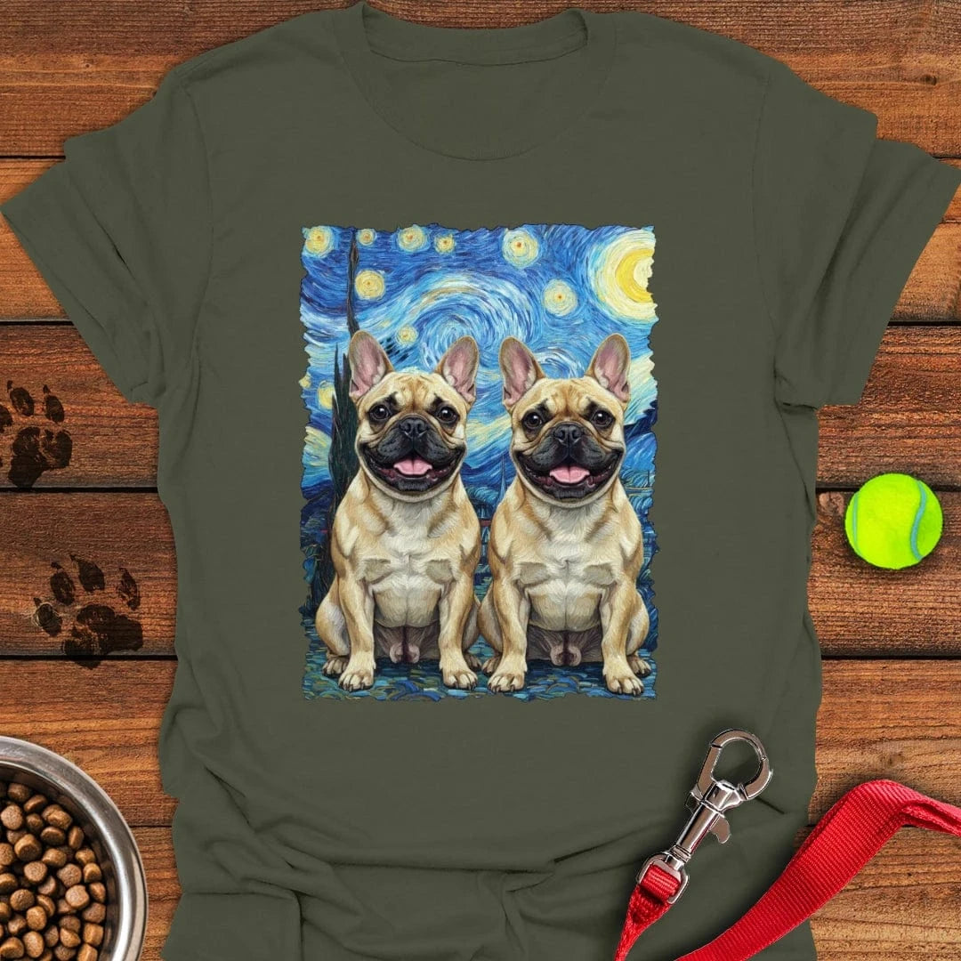 French Bulldogs Starry Night T-Shirt Military Green