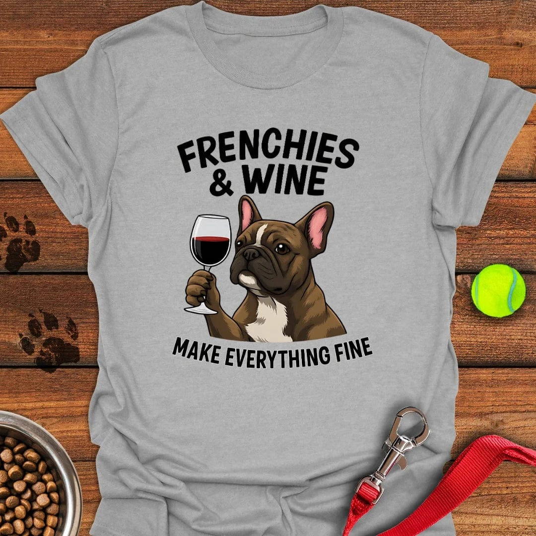 Frenchies & Wine T-Shirt Sport Grey