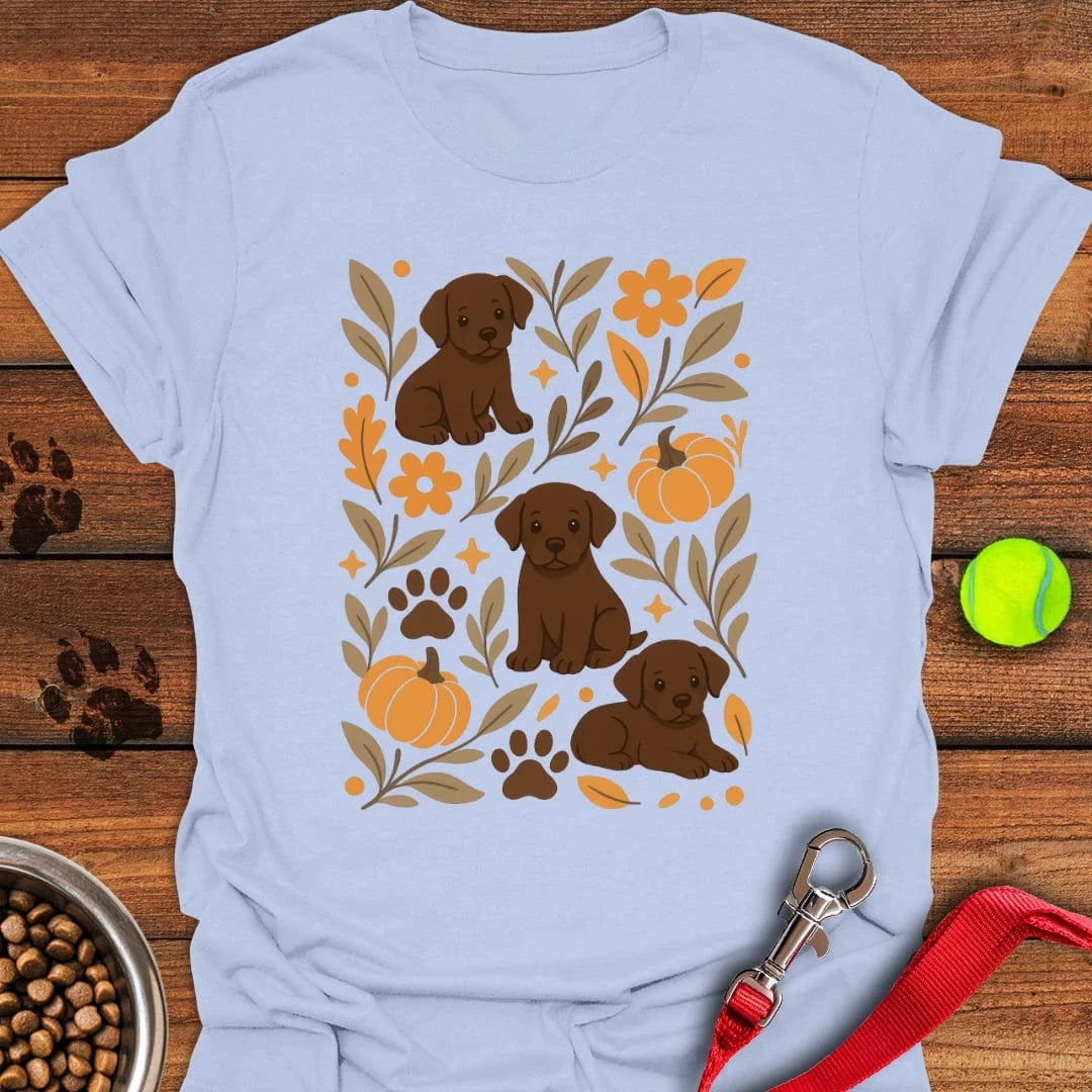 Chocolate Lab Boho Fall T-Shirt Light Blue