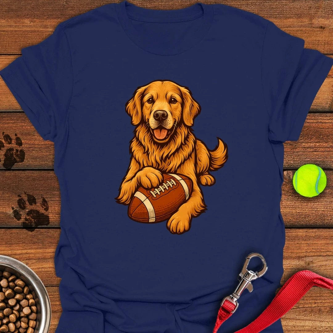 Golden Retriever Football T-Shirt Navy