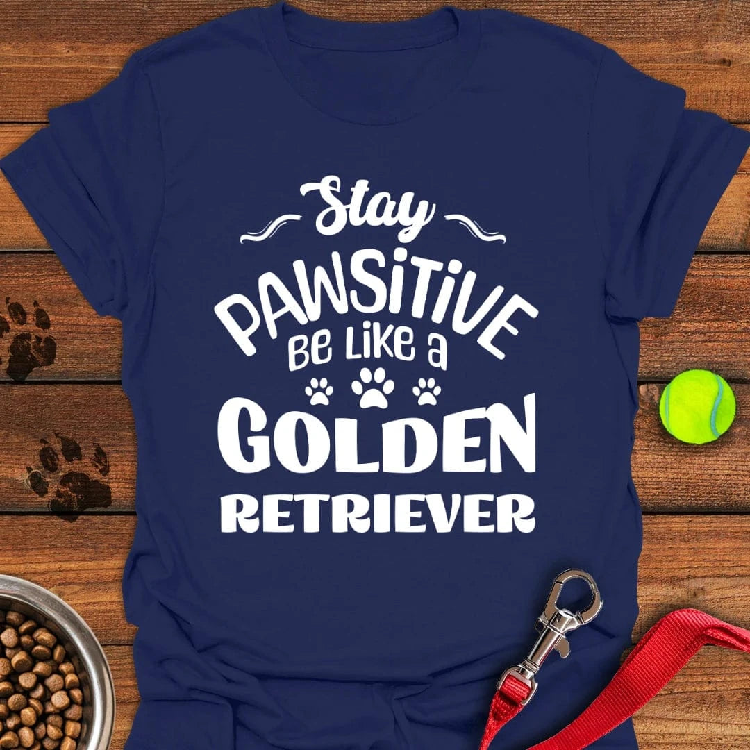 Stay Pawsitive Golden Retriever T-Shirt Navy