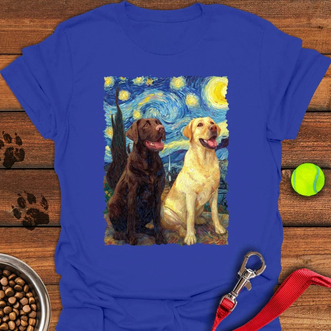 Chocolate & Yellow Labrador Starry Night T-Shirt Royal