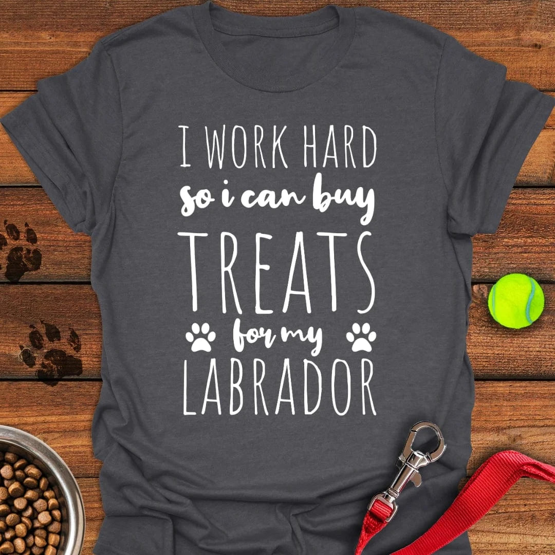 Work For Treats Labrador T-Shirt Dark Heather
