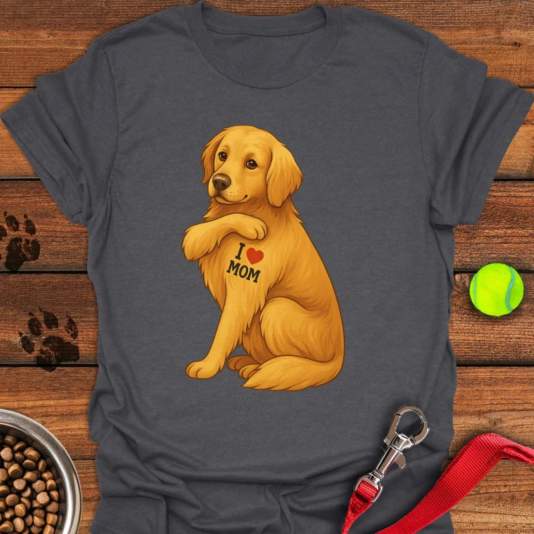 Golden Retriever I Love Mom T-Shirt Dark Heather