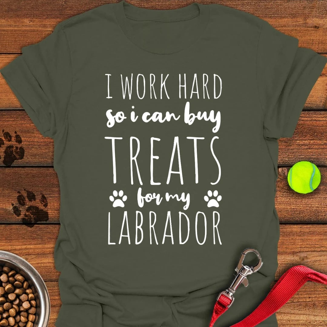 Work For Treats Labrador T-Shirt Military Green