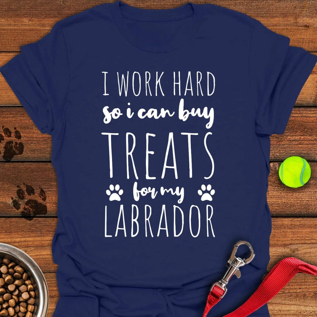 Work For Treats Labrador T-Shirt Navy