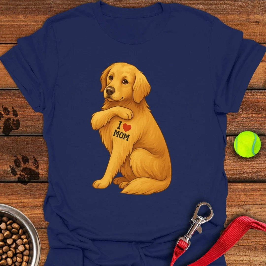 Golden Retriever I Love Mom T-Shirt Navy