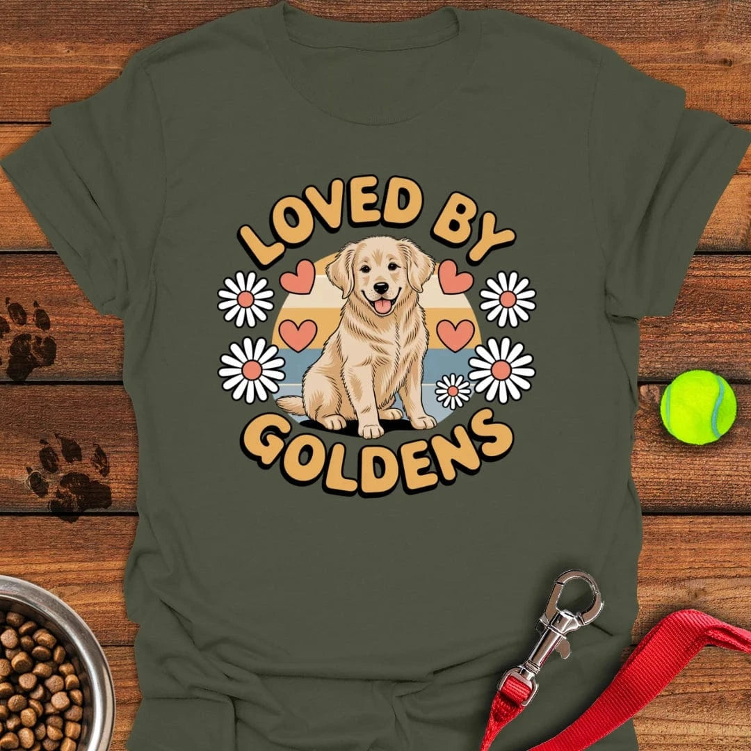Loved By Golden Retrievers T-Shirt Military Green