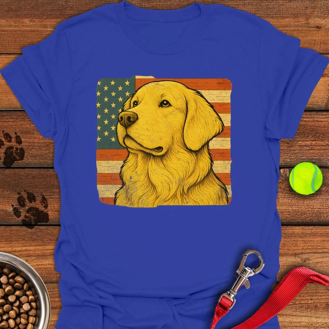 Golden Retriever USA Flag T-Shirt