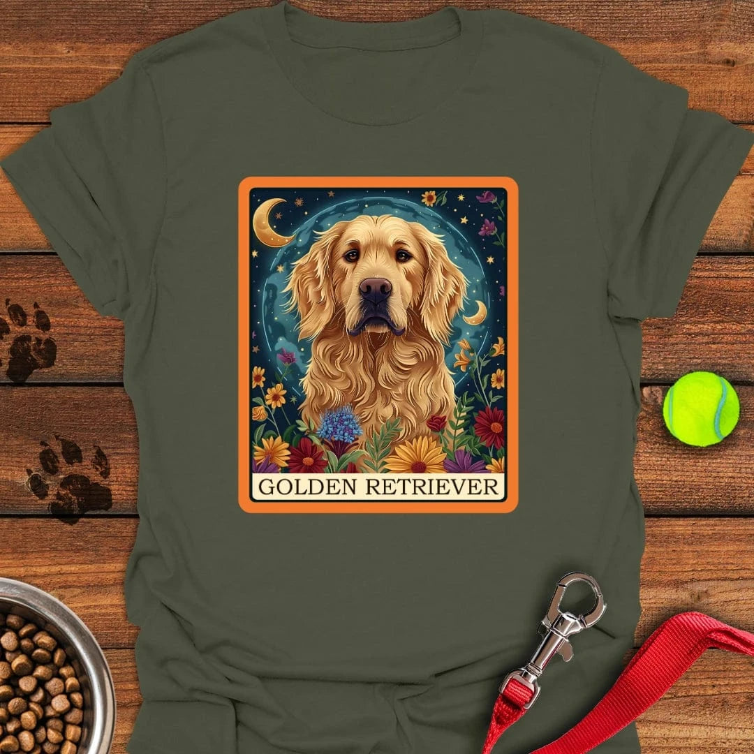 Golden Retriever Tarot T-Shirt Military Green