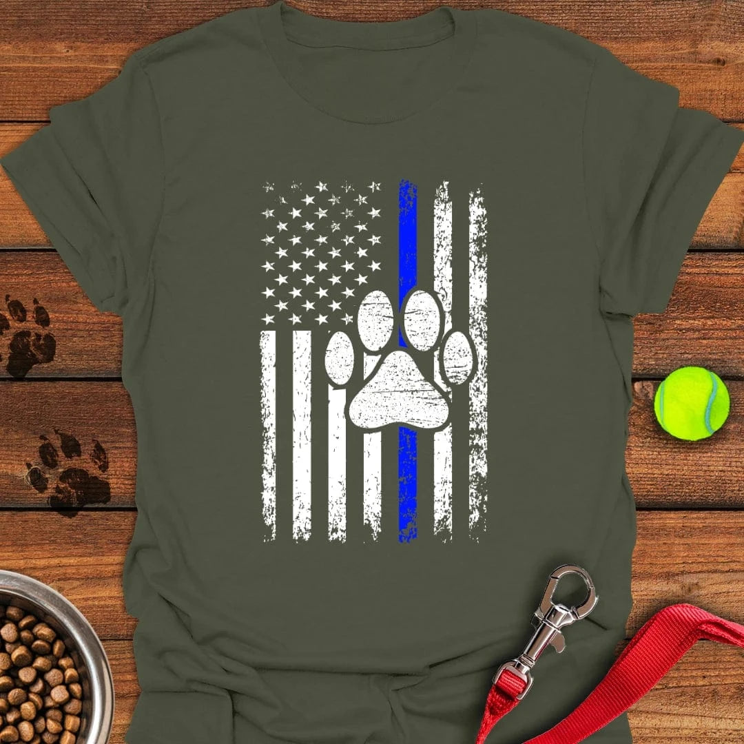 K9 Police Dog Blue Line T-Shirt Military Green