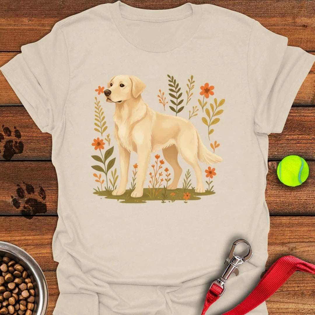 Golden Retriever Flower Boho T-Shirt Natural