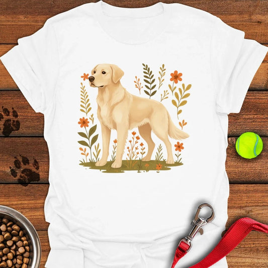 Golden Retriever Flower Boho T-Shirt White