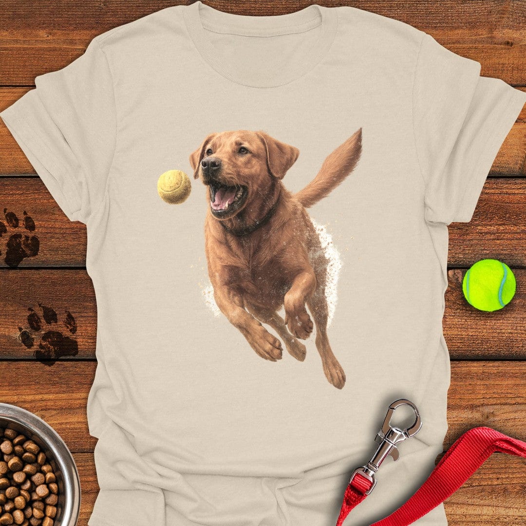 Fox Red Labrador Running Floral T-Shirt Natural