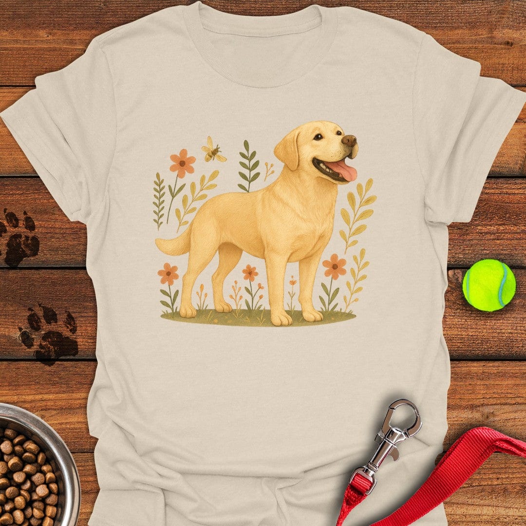 Yellow Labrador Flower T-Shirt Natural