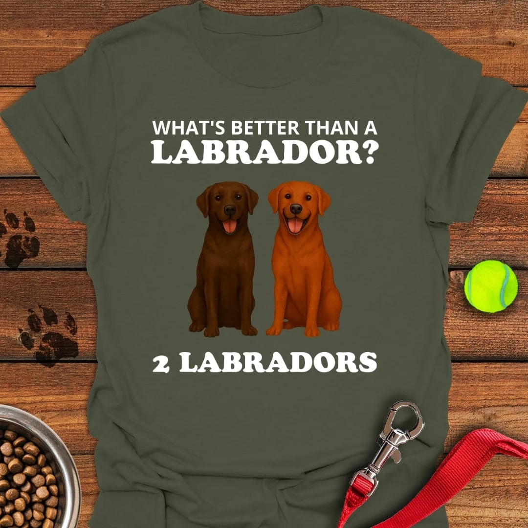 Funny Fox Red and Chocolate Labrador T-Shirt Military Green