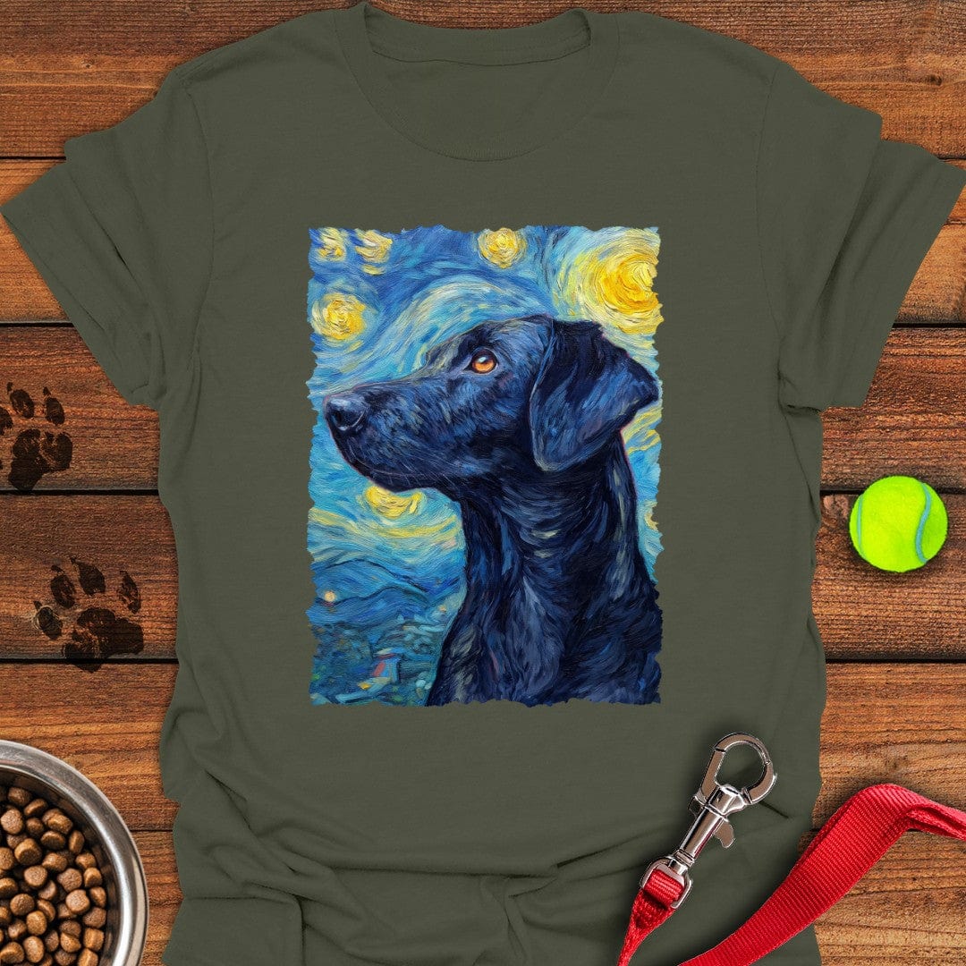 Black Labrador Starry Night T-Shirt Military Green