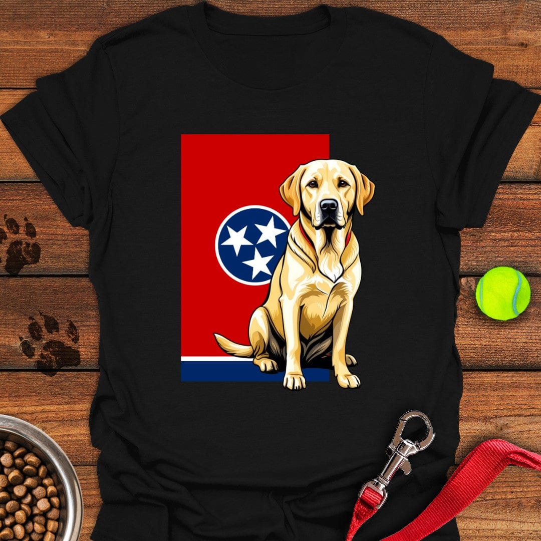 Yellow Labrador Tennessee Flag T-Shirt Black