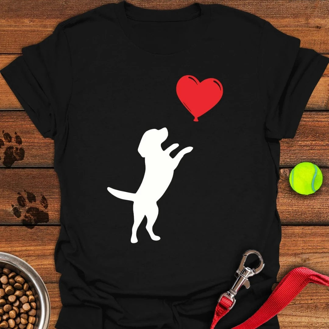 Labrador Puppy Jumping Heart T-Shirt Black