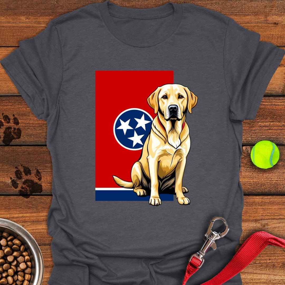 Yellow Labrador Tennessee Flag T-Shirt Dark Heather