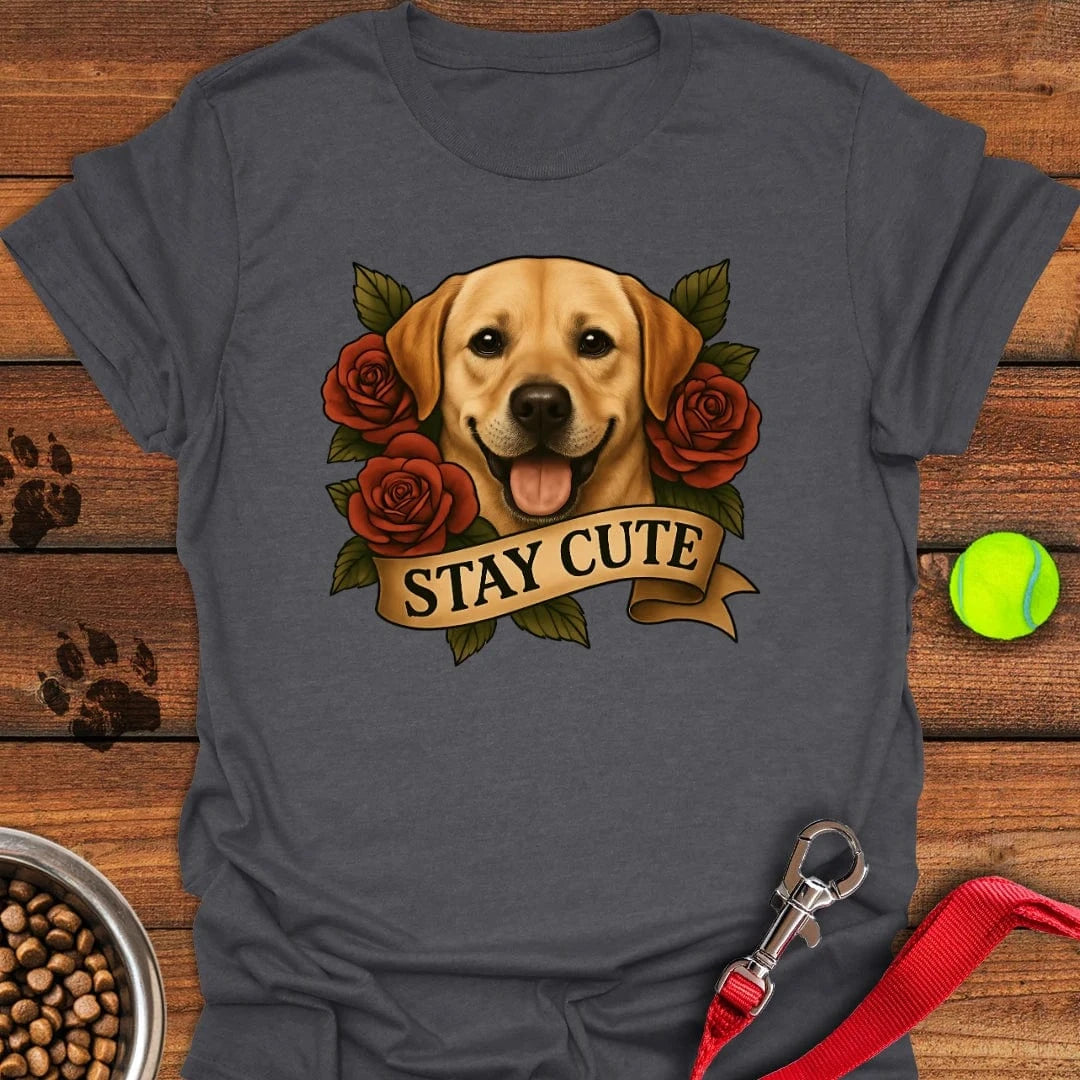 Cute Yellow Labrador Tattoo T-Shirt Dark Heather