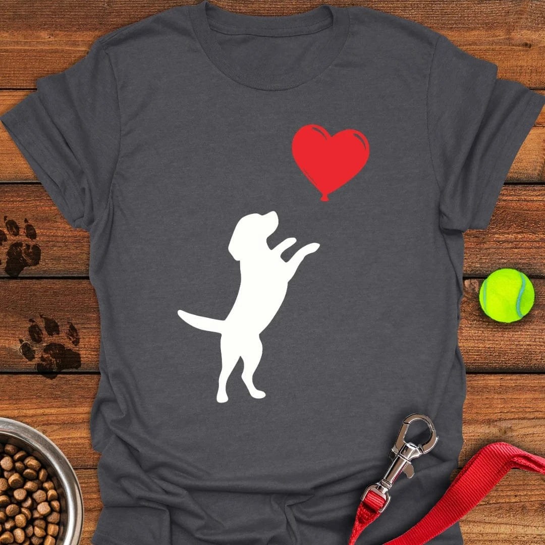 Labrador Puppy Jumping Heart T-Shirt Dark Heather