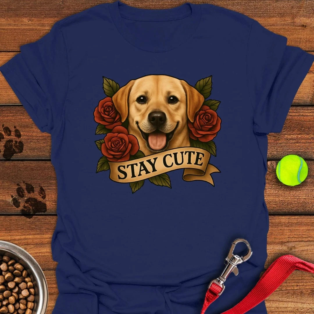 Cute Yellow Labrador Tattoo T-Shirt Navy