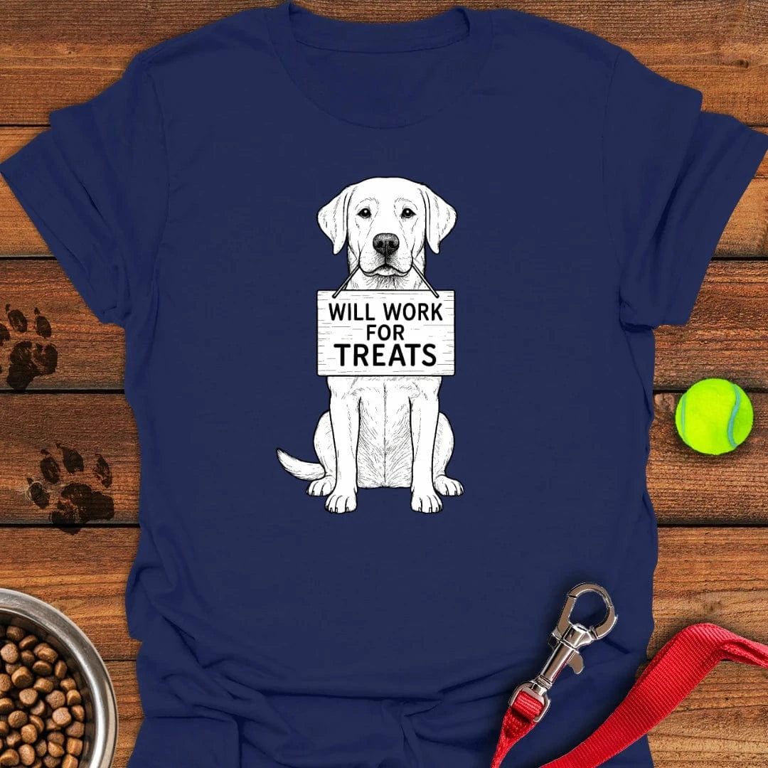 Labrador Will Work For Treats T-Shirt Navy