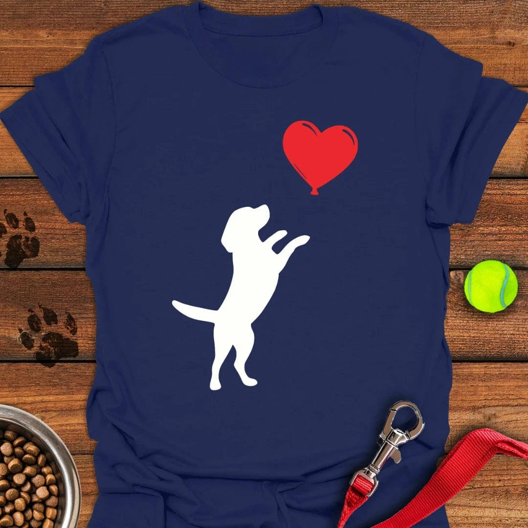 Labrador Puppy Jumping Heart T-Shirt Navy