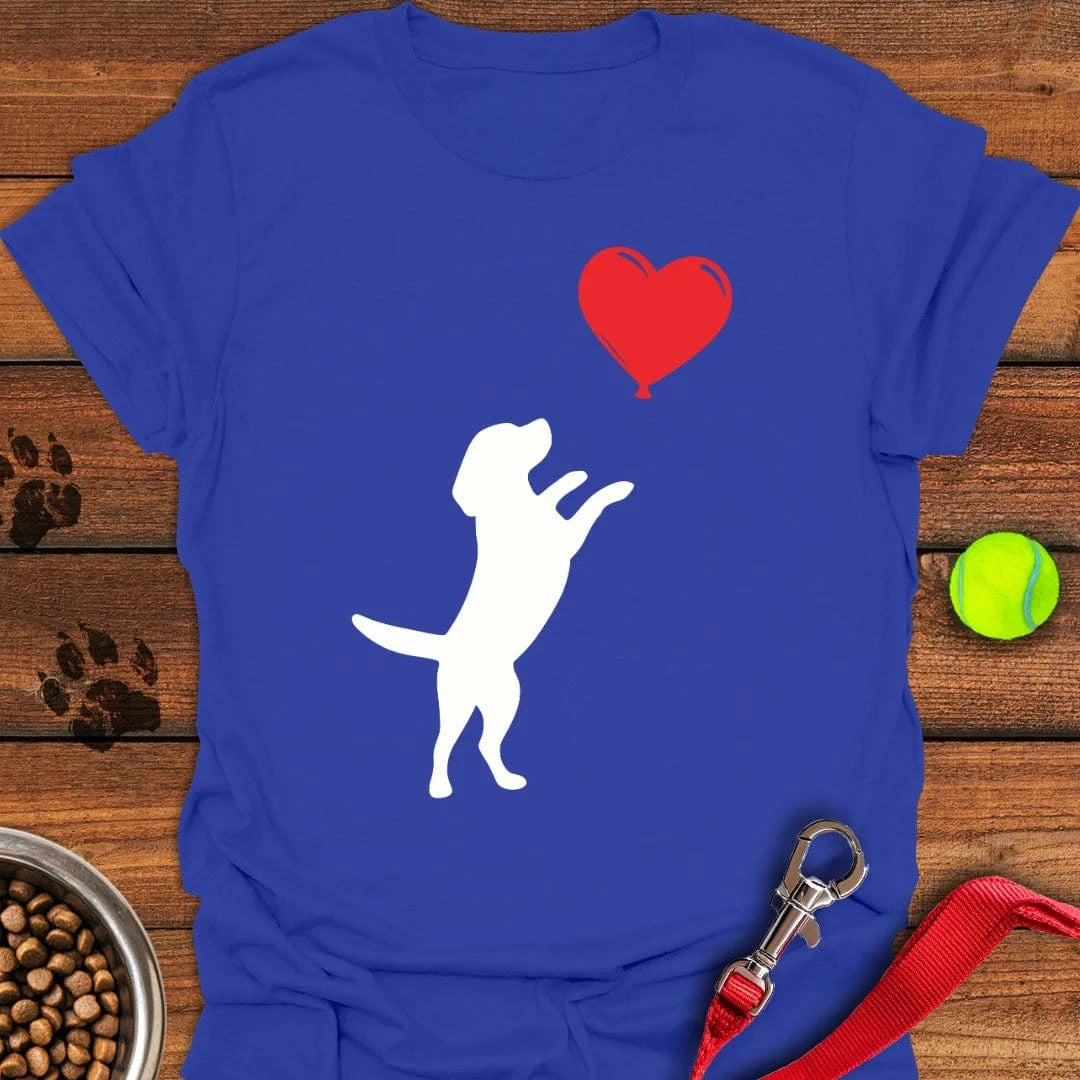 Labrador Puppy Jumping Heart T-Shirt Royal