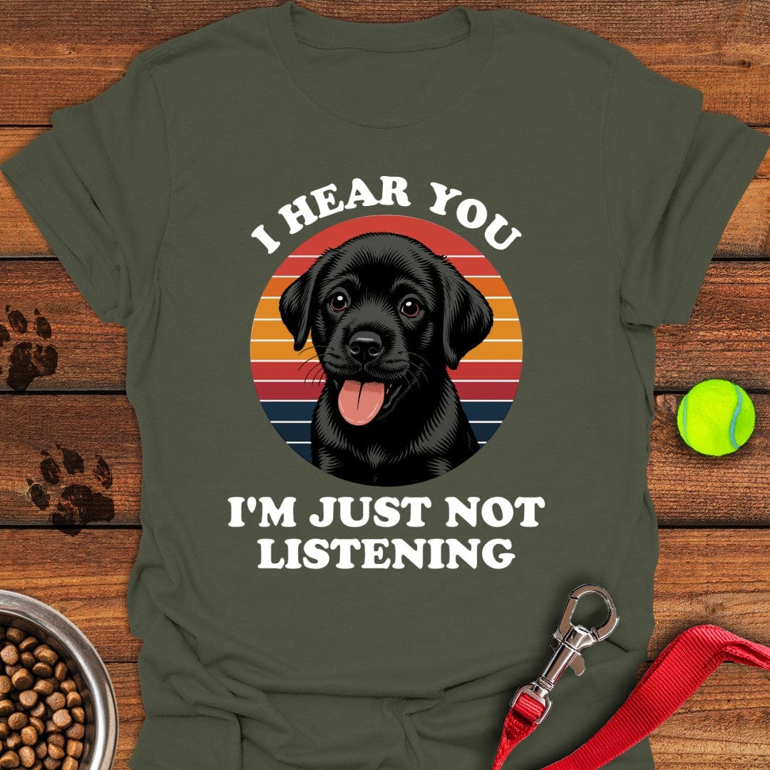 Funny Black Labrador Puppy T-Shirt Military Green