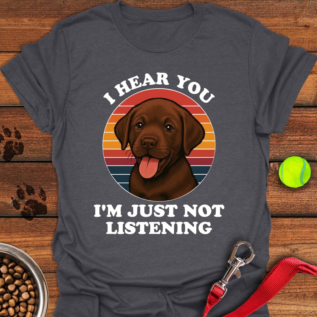 Funny Chocolate Labrador Puppy T-Shirt Dark Heather