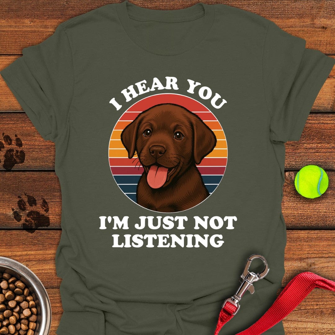 Funny Chocolate Labrador Puppy T-Shirt Military Green