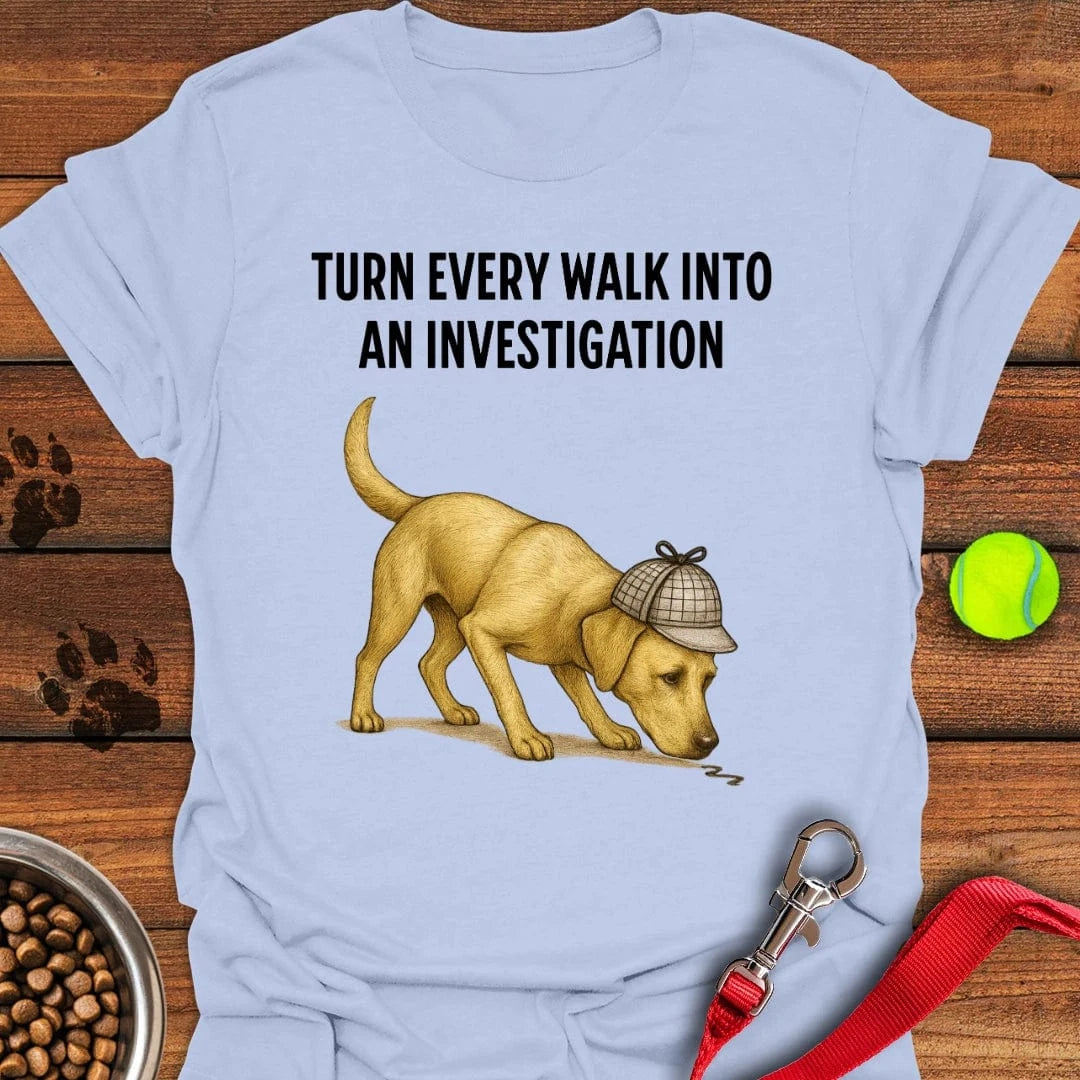 Yellow Labrador Detective T-Shirt Light Blue