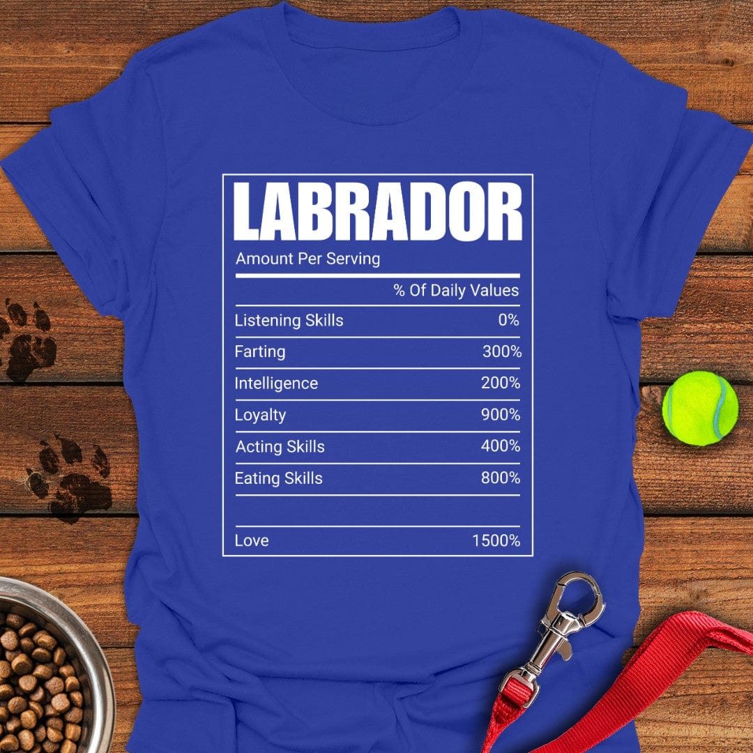 Labrador Nutrition Facts T-Shirt Royal