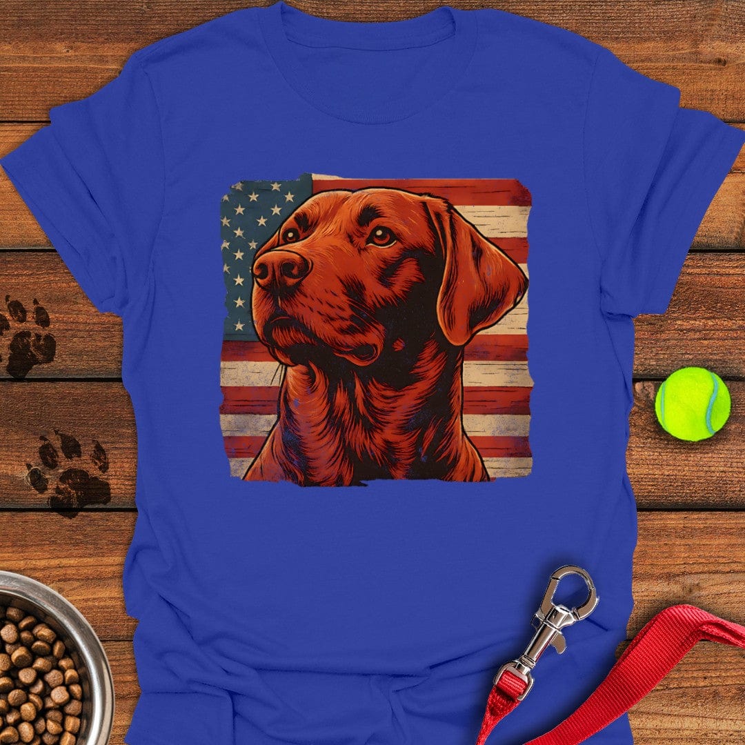 Fox Red Labrador USA Flag T-Shirt Royal