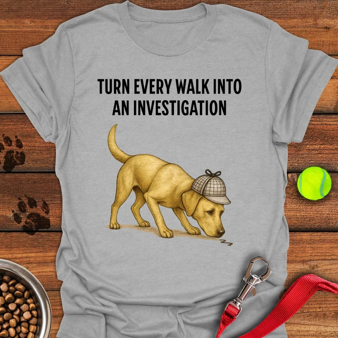 Yellow Labrador Detective T-Shirt Sport Grey