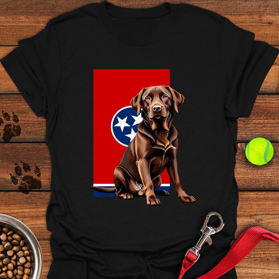 Chocolate Labrador Tennessee Flag T-Shirt Black