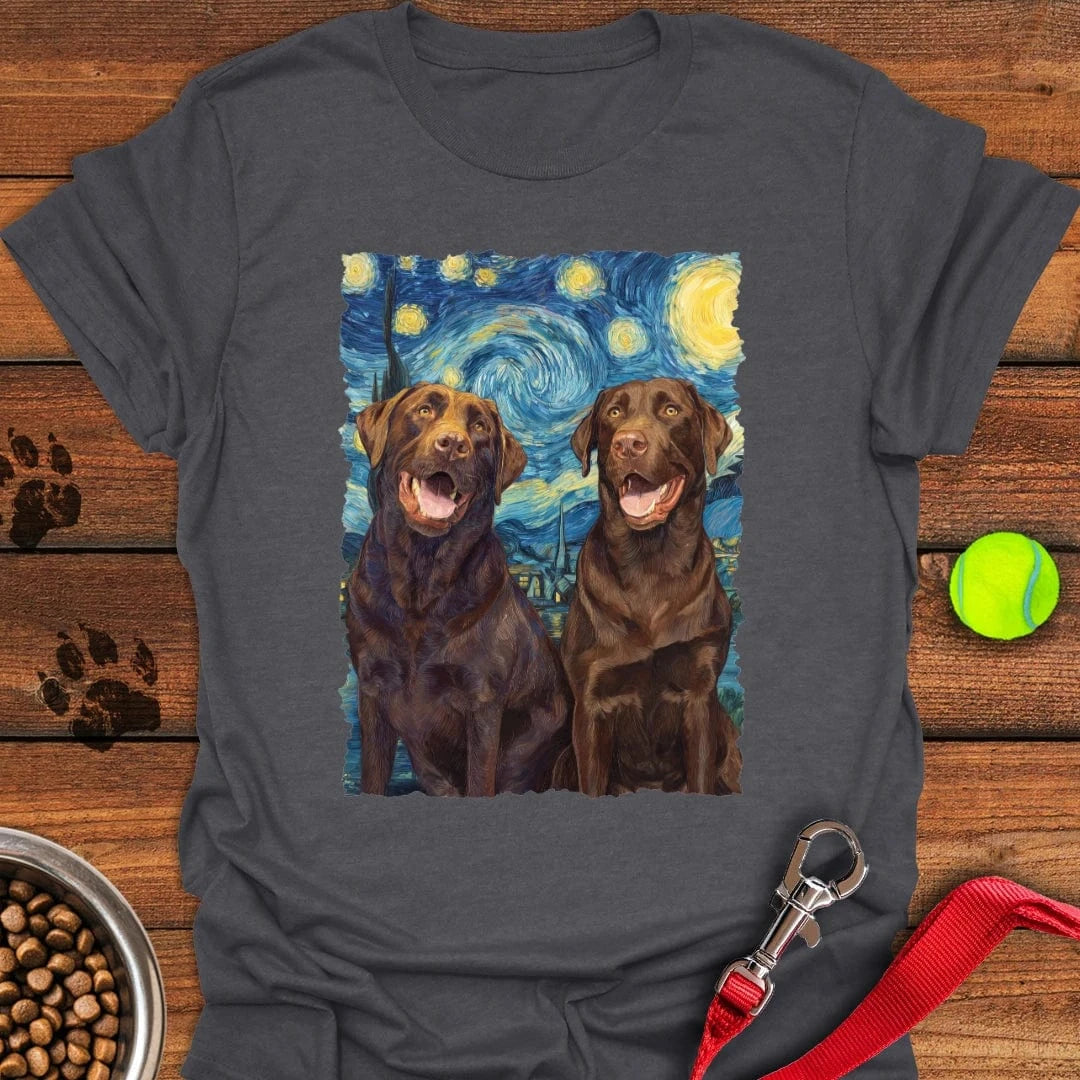 Chocolate Labradors Van Gogh T-Shirt Dark Heather
