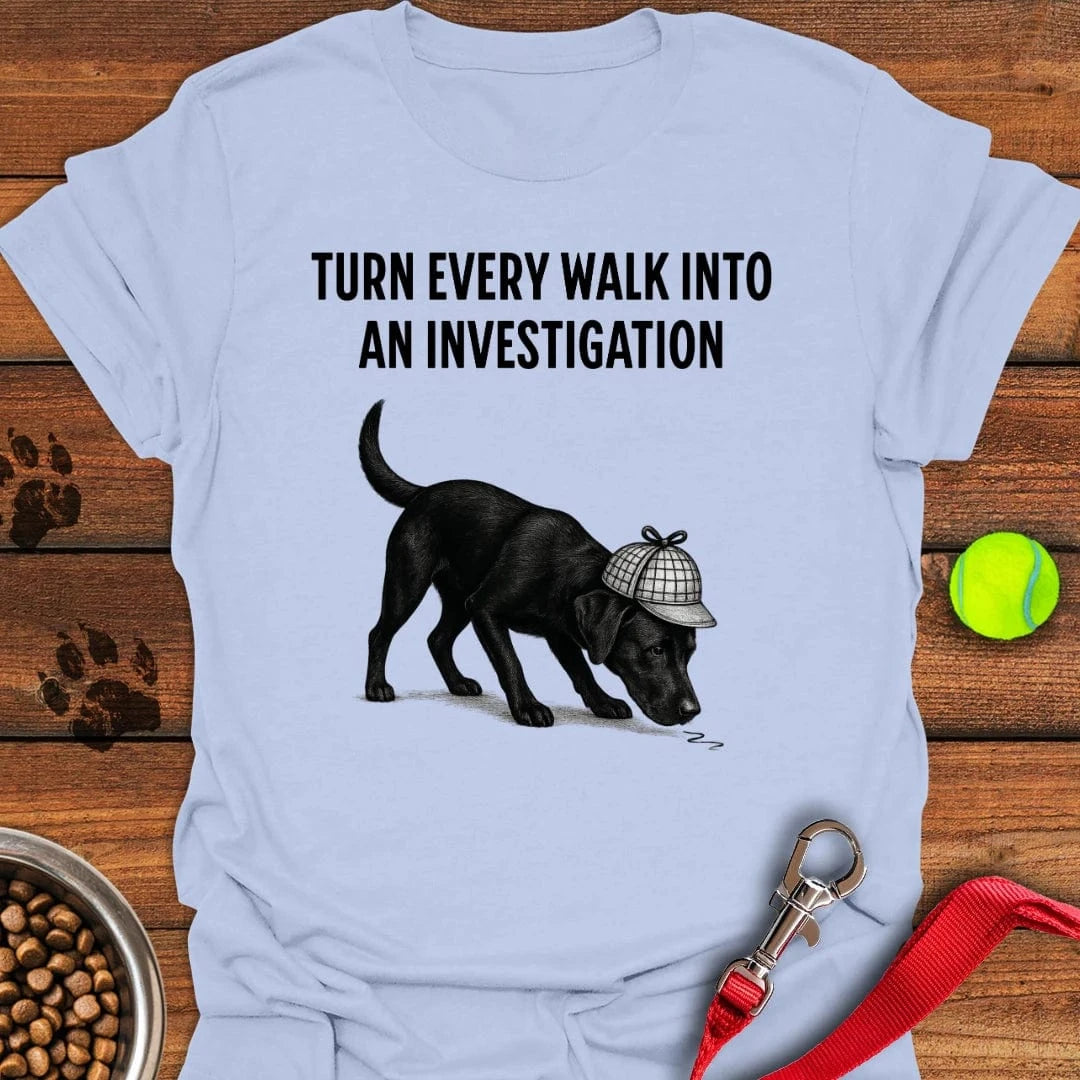 Black Labrador Detective T-Shirt Light Blue