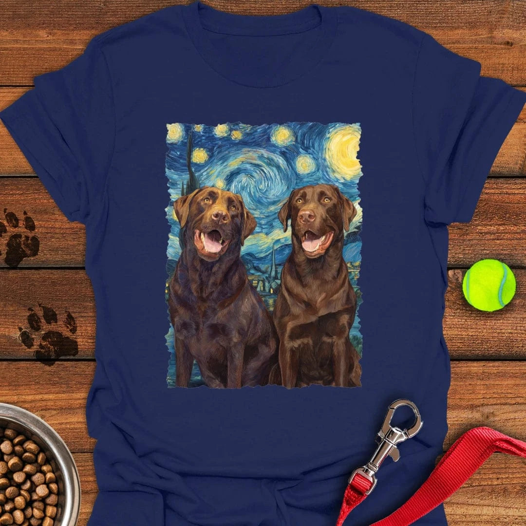 Chocolate Labradors Van Gogh T-Shirt Navy