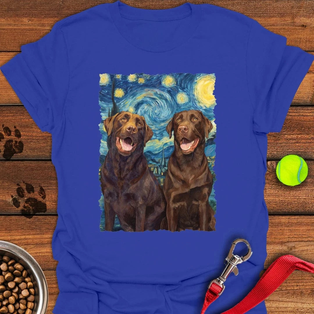 Chocolate Labradors Van Gogh T-Shirt Royal