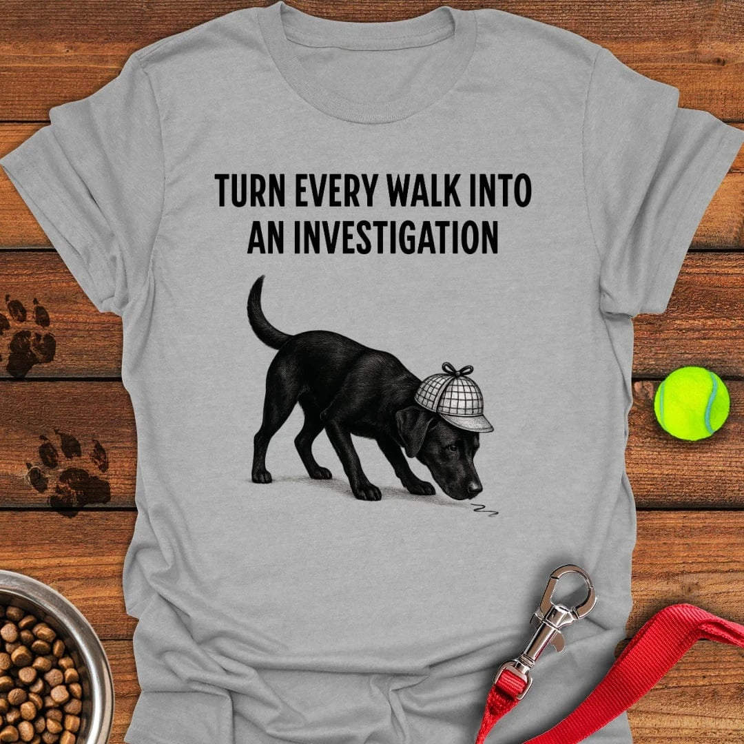 Black Labrador Detective T-Shirt Sport Grey