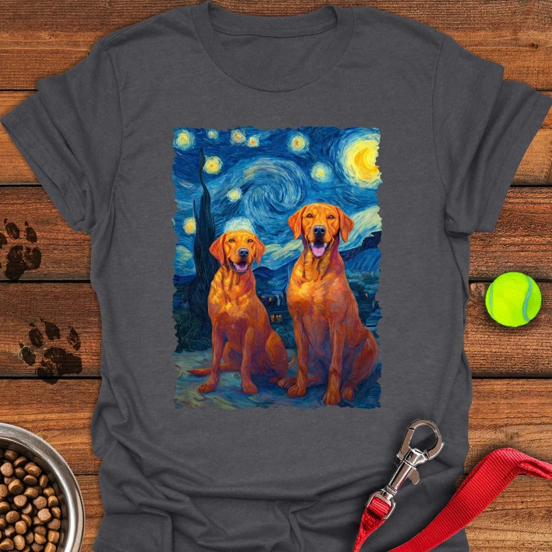 Two Fox Red Labradors Van Gogh T-Shirt Dark Heather