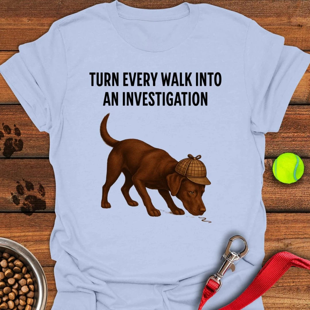 Chocolate Labrador Detective T-Shirt Light Blue