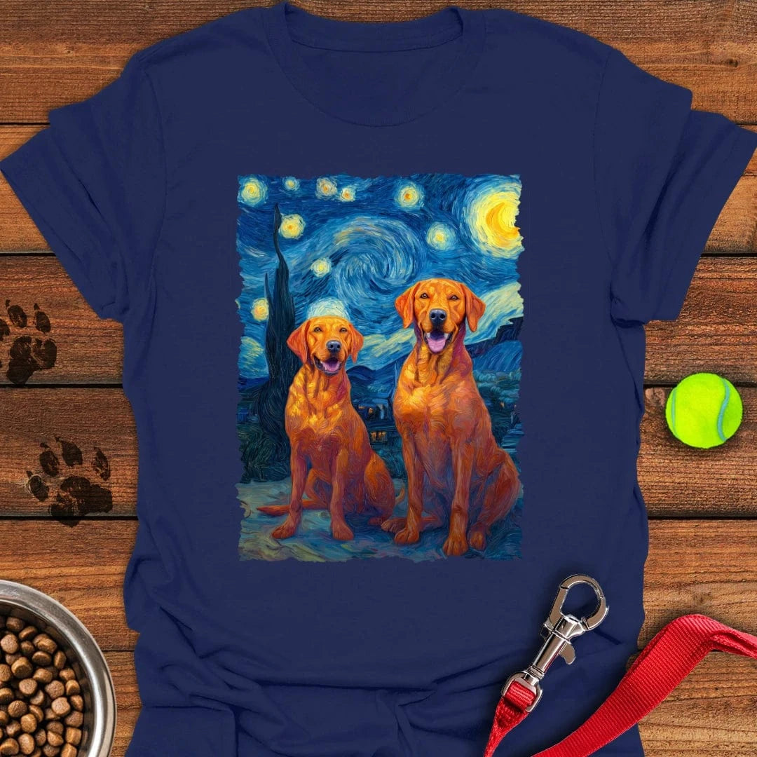 Two Fox Red Labradors Van Gogh T-Shirt Navy