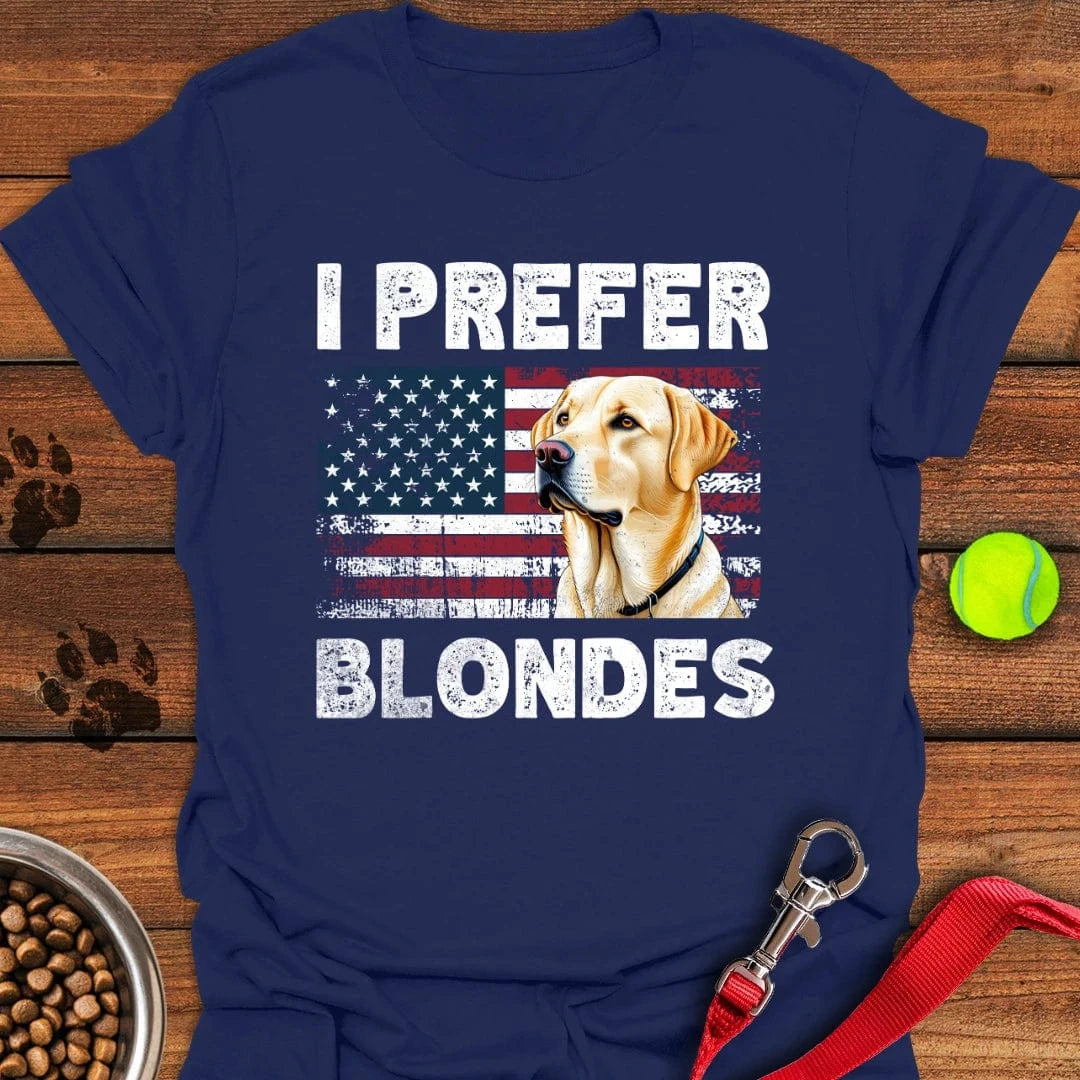 I Prefer Blondes Yellow Labrador T-Shirt Navy