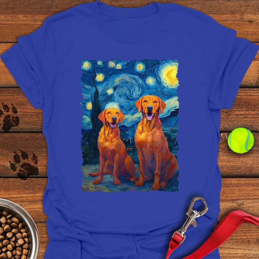 Two Fox Red Labradors Van Gogh T-Shirt Royal